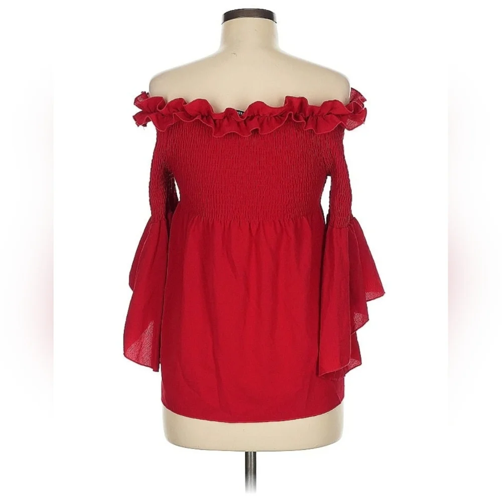 SHEIN Red Ruffle Off-Shoulder Blouse - Picture 2 of 5
